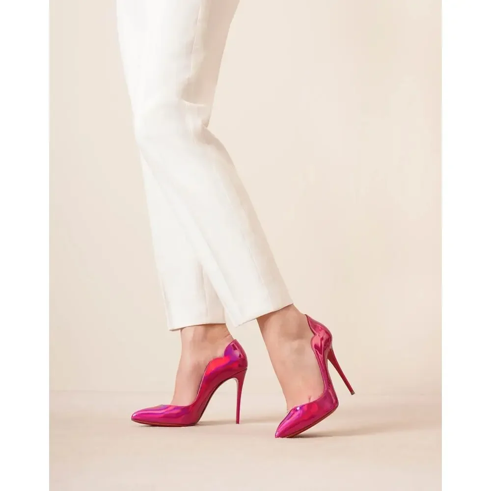 Christian Louboutin Hot Chick 100 Psychic Pink Patent Pumps EU 38 US 8 - NWB